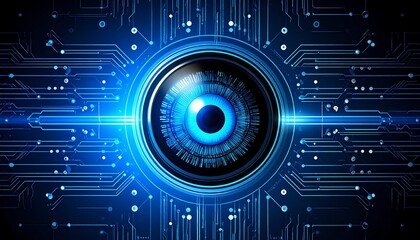 Futuristic eye in a circuit board background