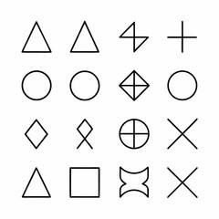 Minimalist Geometric Icons Set Abstract Outline Vector Patterns, Modern Clean Line Art Bundle