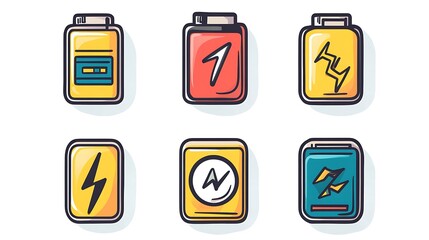 Pixel Art Battery Icons Colorful Energy Pack Illustrations for Projects