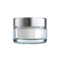 Cosmetic beauty cream in a glass jar container isolated on a white background for skincare and facial health