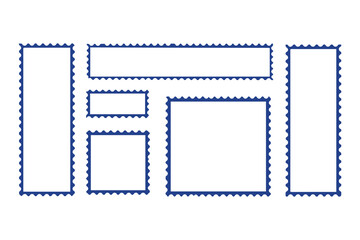 Blank postage stamp set rectangle and square borders mockup vector icons template collection.eps