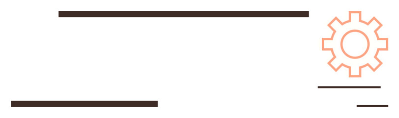 Gear with thin brown lines conveys workflow, productivity, and system organization. Ideal for business, management, strategy, engineering, automation efficiency operations. Simple flat metaphor