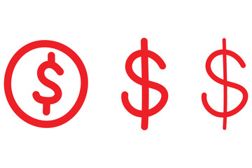 Hand drawn US dollar currency symbol, USD american dollar icon vector set hand drawn doodle style 