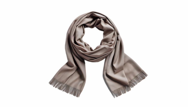 grey women's scarf on transparent insulated background