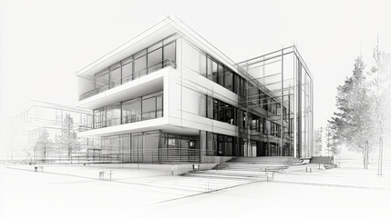 Modern architectural design of a multi-story house showcasing elegant lines and a unique structure in a 3D rendering