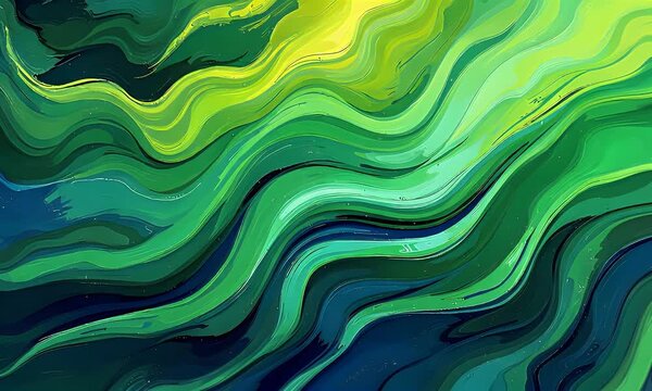 Flowing green wave pattern creating a smooth abstract texture.