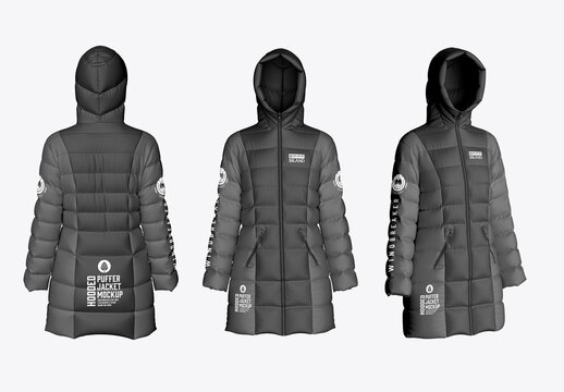 Hooded Puffer Jacket Mockup