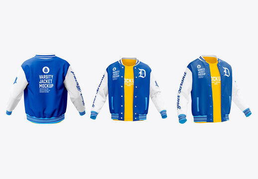 Varsity Jacket with Inner Shirt Mockup