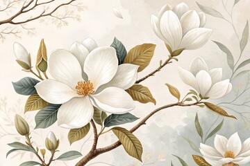 Obraz premium Elegant magnolia blossoms add a touch of spring to your designs with delicate beauty