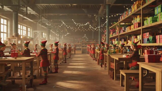 Elves in a toy factory.