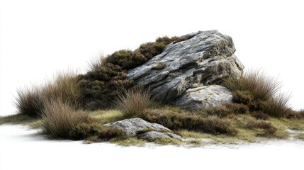 Rock Outcrop with Grass - A Natural Landscape Element.