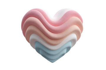 Multicolored layered heart with pastel waves and soft texture, cut out