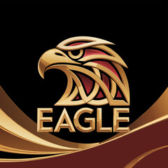 A captivating golden eagle logo design with intricate details, showcasing a majestic bird of prey...