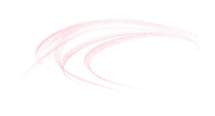 Hand drawn pink pencil lines, circles, stripes and squiggly lines on transparent background.