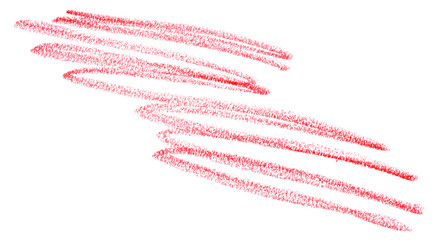 Hand drawn red pencil lines, circles, stripes and squiggly lines on transparent background.