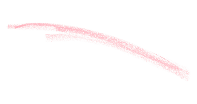 Hand drawn pink pencil lines, circles, stripes and squiggly lines on transparent background.