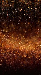 Golden glitter confetti on dark background