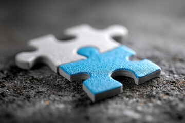Close-up of two interlocking puzzle pieces