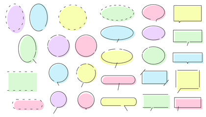 シンプルな吹き出しとフレームのイラストセット　ベクター背景素材