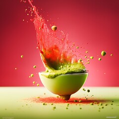 Floral Bowl Mockup with Green and Red Powder Sprinkle