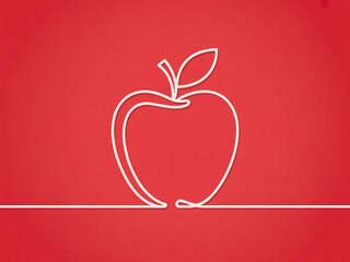 Obraz premium Simple yet elegant outline of a red apple, perfect for healthy eating and wellness themes