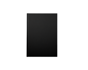 Black book, upright, on transparent background