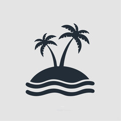 Tropical Island with Two Palm Trees Icon