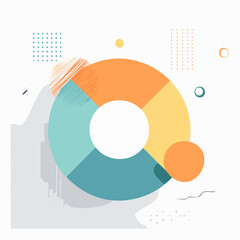 Abstract Geometric Design With Teal Orange And Yellow Circular Shape