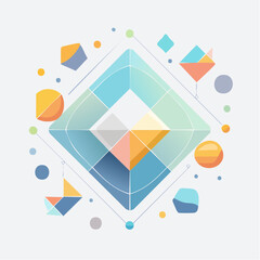 Abstract Geometric Design With Colorful Shapes and Lines