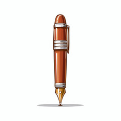 Pixel Art Brown Fountain Pen With Silver Clip