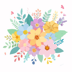 Colorful Flower Bouquet on White Background