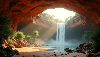 waterfall in the cave