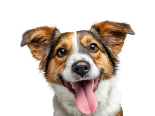 Happy dog portrait animal PNG, isolated on transparent background