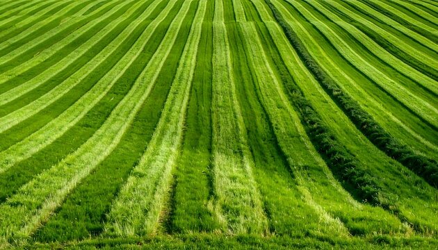 Mowed field, parallel rows