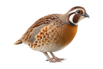 Fototapeta premium Close-up of a colorful quail with distinctive plumage on black background, cut out