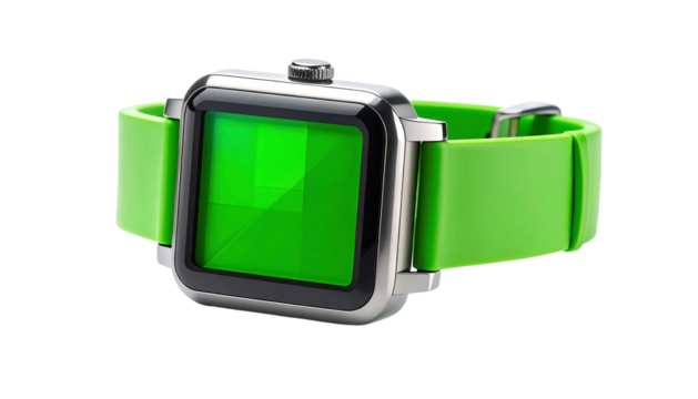 Green Smartwatch with Bright Screen and Green Strap.