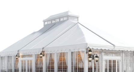 Elegant tent setup for events venue PNG, isolated on transparent background
