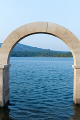 Stone arch from the Roman Ruins of Aquis Querquennis. Orense - Galicia - Spain