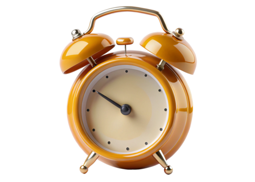 Retro Mustard Yellow Alarm Clock isolated on white background - Powered by Adobe