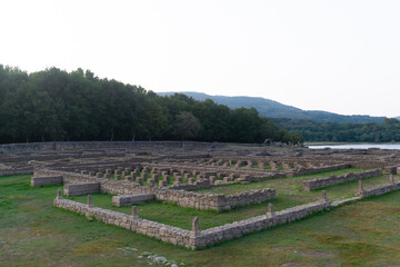 Panoramic view of the Roman archaeological site of Aquis Querquennis. Ourense, Galicia, Spain.