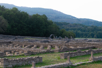 A wide-angle view of the Roman military camp at Aquis Querquennis. Ourense - España