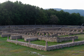 Panoramic view of the Roman archaeological site of Aquis Querquennis. Ourense, Galicia, Spain.