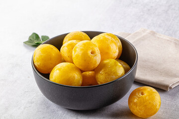 Ripe sweet fresh yellow plum