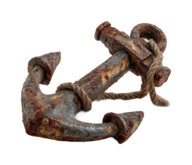 Rusty anchor display at coastal historical site PNG, isolated on transparent background