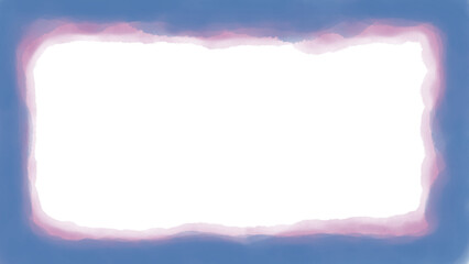 Watercolor Frame, Blue and Pink Border, Blank transparent Space, Artistic Background, Hand Painted Texture, Abstract Design, Empty Canvas, Soft Pastel Colors