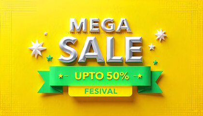 Colorful Mega Festival Sale Logo Design Vector Illustration, Advertising, Promo, Offer banner