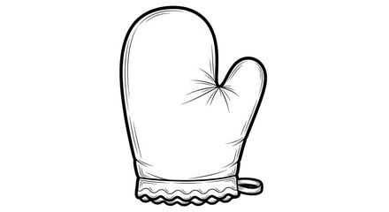 Isolated Oven Mitt in Black and White, Cooking Glove for Hot Baking Pans and Dishes