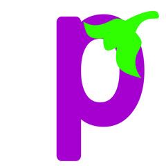 Letter with Eggplant Design