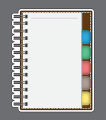 PrintBlank Paper with Notebook Vector brown cover is stitched with white thread