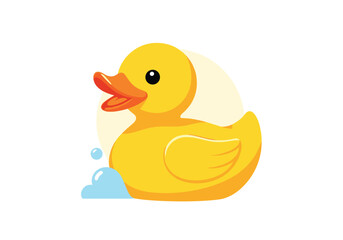 Fototapeta premium Adorable rubber ducky with playful bubbles for children's bath time fun and clean cute designs